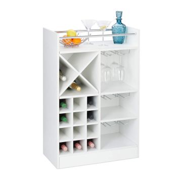 Vīna plaukts Relaxdays 10028075_49, līdz 22 pudelēm, 18 glāzēm, 63 × 96 × 35 cm