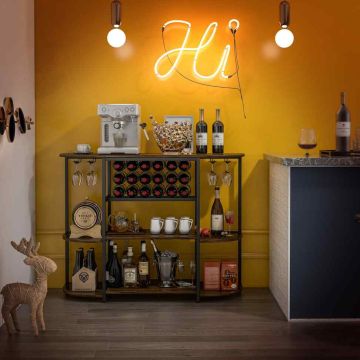 Wine rack with glass holder, 18 bottles, brown/white, Ø 7.7 × 32 cm