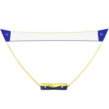 Badmintona tīkls Homcom 286x33x157cm, dzeltenas/zilas krāsas