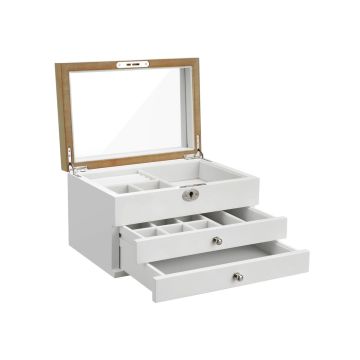 Eleganta rotaslietu kastīte ar spoguli, balta
