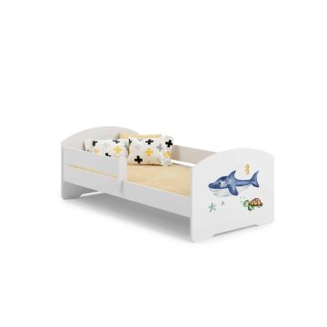 Детская кровать Luk с матрасом и защитным бортиком, 164 см x 85 см x 63 см, Shark.