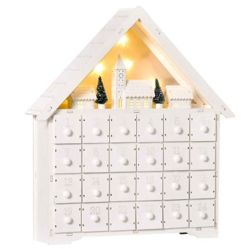 Adventes kalendārs Homcom 39x9x42cm, balts