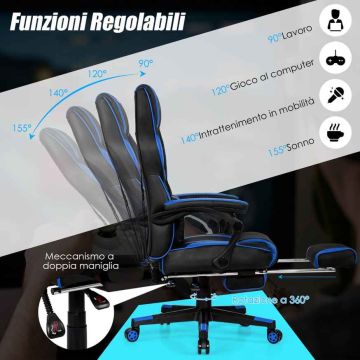 Gaming chair CB10159BL, 68.5 × 120.5–130.5 × 68.5 cm
