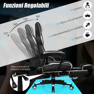 Gaming chair CB10159WH, 68.5 × 120.5–130.5 × 68.5 cm