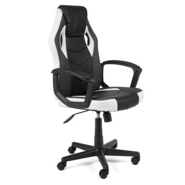 Spēļu krēsls F4G FG-19, balta/melna, 60 × 103–113 × 65 cm