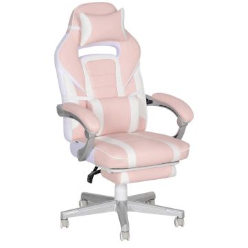 Игровое кресло Homcom 63x63x123см, розово-белое