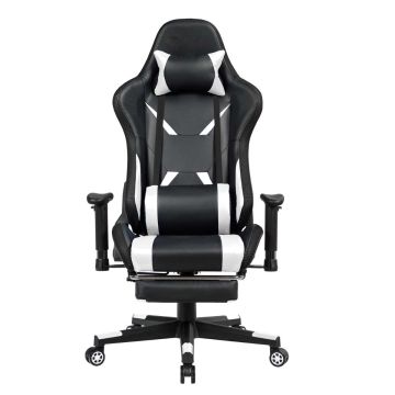 Gaming chair, LED lighting, White, 70 × 73 × 126–136 cm