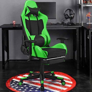 Gaming chair, adjustable backrest and footrest, 72 × 72 × 128–137 cm