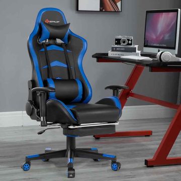 Gaming chair, with extendable footrest, 73 × 124–134 × 68 cm