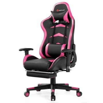 Gaming chair, with extendable footrest, 73 × 124–134 × 68 cm