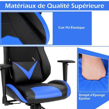 Gaming chair, with tilt function, blue, 71 × 61 × 123–133 cm