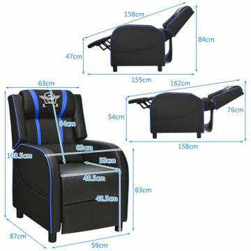 Gaming chair, Foldable, 59 × 103.5 × 87 cm