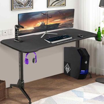 Gaming table, 3 height positions, Black, 160.02 × 74.93 × 69.85/74.93/80.01 cm