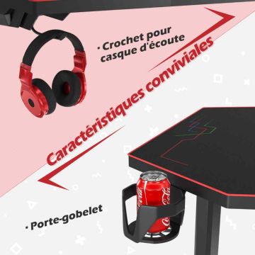 Gaming desk, Integrated mouse pad, 8 RGB modes, Black, 139.7 × 74.93 × 64.77 cm