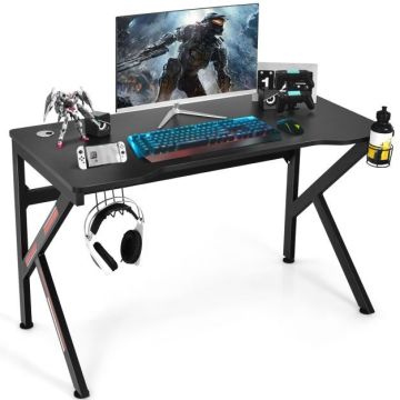 Gaming table, K-shaped, Black, 110 × 60 × 74 cm