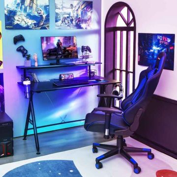 Gaming desk, with monitor stand, 119.38 × 96.52 × 66.04 cm