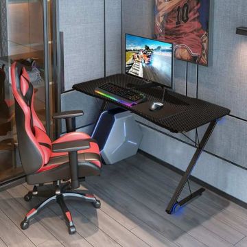 Gaming desk, Z-frame, 4 LEDs, 110.49 × 59.69 × 77.47 cm
