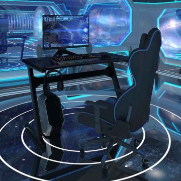 Gaming Desk, Z-Frame, Black, 123.19 × 59.69 × 76.2 cm