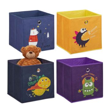Rotaļlietu kastes Relaxdays 10031582_469, 4 gab, 30 × 30 × 30 cm
