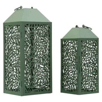 Carving Lamps, 2 pcs, Green, 17.8 × 44 × 17.8 cm; 13.8 × 34 × 13.8 cm