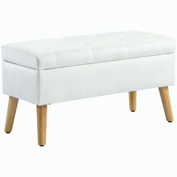 Mīksts sols ar mantu kasti Homcom 80x35x40cm, baltā/gaiši brūnā krāsā