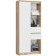 Office shelf AKORD R15, 1 door and 2 drawers, oak/white, 80 × 180 × 35 cm