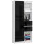 Office shelf CLP R15, 7 shelves, 1 door and 2 drawers, white/black, 80 × 180 × 35 cm