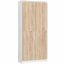 Office shelf R80 CLP, 2 doors and 8 shelves, white/oak, 80 × 180 × 35 cm