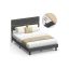 VASAGLE double bed frame, for 140 × 190 cm mattress, Grey, 202 × 140 × 110/116.5 cm