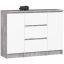 Kumode K100, 2 durvis, 3 atvilktnes, pelēka/balta, 101 × 76 × 35 cm