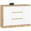 Kumode K100, 2 durvis un 3 atvilktnes, brūna un balta, 101 × 76 × 35 cm