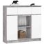 Kumode K100, ar 2 durvīm un 3 atvilktnēm, pelēka/balta, 101 × 98 × 35 cm