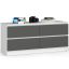 Kumode K120, 4 atvilktnes, balta/pelēka, 120 × 55 × 40 cm