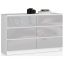 Kumode K120, 6 atvilktnes, balta/sudraba, 120 × 77 × 40 cm