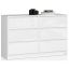 Kumode K120, 6 atvilktnes, balta, 120 × 77 × 40 cm