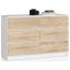 Kumode NORE K120 ar 6 atvilktnēm, ozols/balta