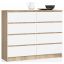 Kumode NORE K120 ar 8 atvilktnēm, ozols/balta