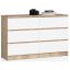 Kumode K120 CLP, 6 atvilktnes, balta/brūna, 120 × 77 × 40 cm