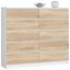 Kumode K140, 10 atvilktnes, balta/ozola, 138 × 121 × 40 cm