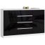 Kumode K160, 2 durvis un 4 atvilktnes, balta/melna, 160 × 99 × 40 cm