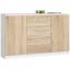 Kumode K160, 2 durvis un 4 atvilktnes, balta un brūna, 160 × 99 × 40 cm