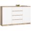 Kumode K160, 2 durvis un 4 atvilktnes, brūna/balta, 160 × 99 × 40 cm
