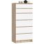 Kumode K60 CLP, 6 atvilktnes, balta/brūna, 60 × 130 × 40 cm
