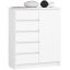 Kumode K80, 1 durvis un 5 atvilktnes, Balta, 80 × 97 × 35 cm