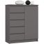 Kumode K80 1D 5SZ, 1 durvis, 5 atvilktnes, Pelēka, 80 × 97 × 35 cm