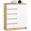 Kumode K80 1D 5SZ, 1 durvis, 5 atvilktnes, brūnā/baltā krāsā, 80 × 97 × 35 cm