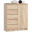 Kumode K80 1D 5SZ, 1 durvis, 5 atvilktnes, Brūna, 80 × 97 × 35 cm
