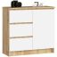 Kumode K80 JERRY, 1 durvis, 3 atvilktnes, ozola/balta, 80 × 77 × 35 cm