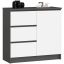 Kumode K80 JERRY CLP, 1 durvis un 3 atvilktnes, pelēka/balta, 80 × 77 × 35 cm