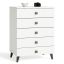 Kumode MOBI K05, 5 atvilktnes, balta/melna, 60 × 89 × 37 cm